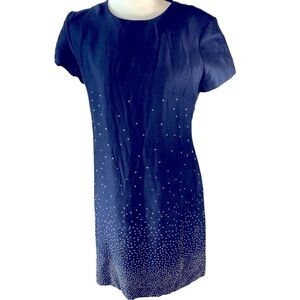 Jeffrey and Dara Shift Dress With Beaded Star Embellishments Women 6 Navy